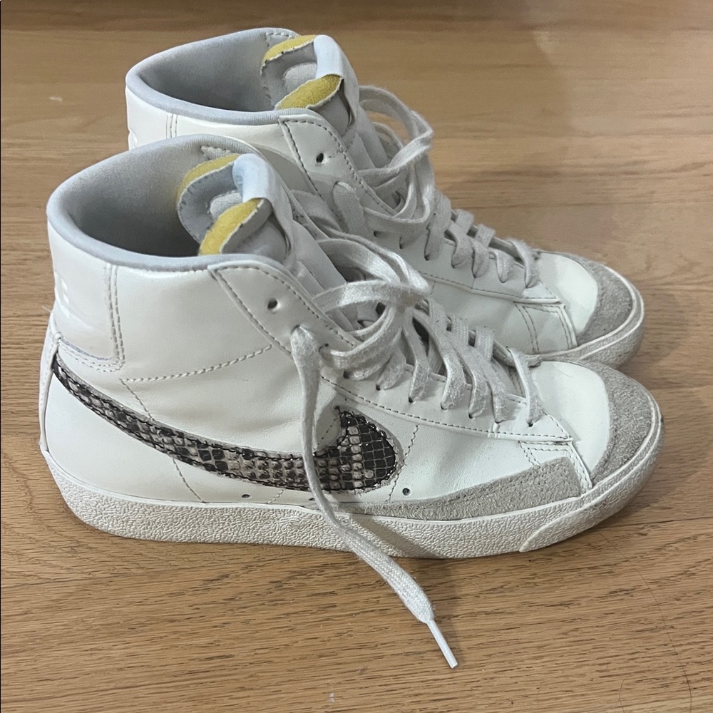 Nike White and Gray High-Top Sneakers